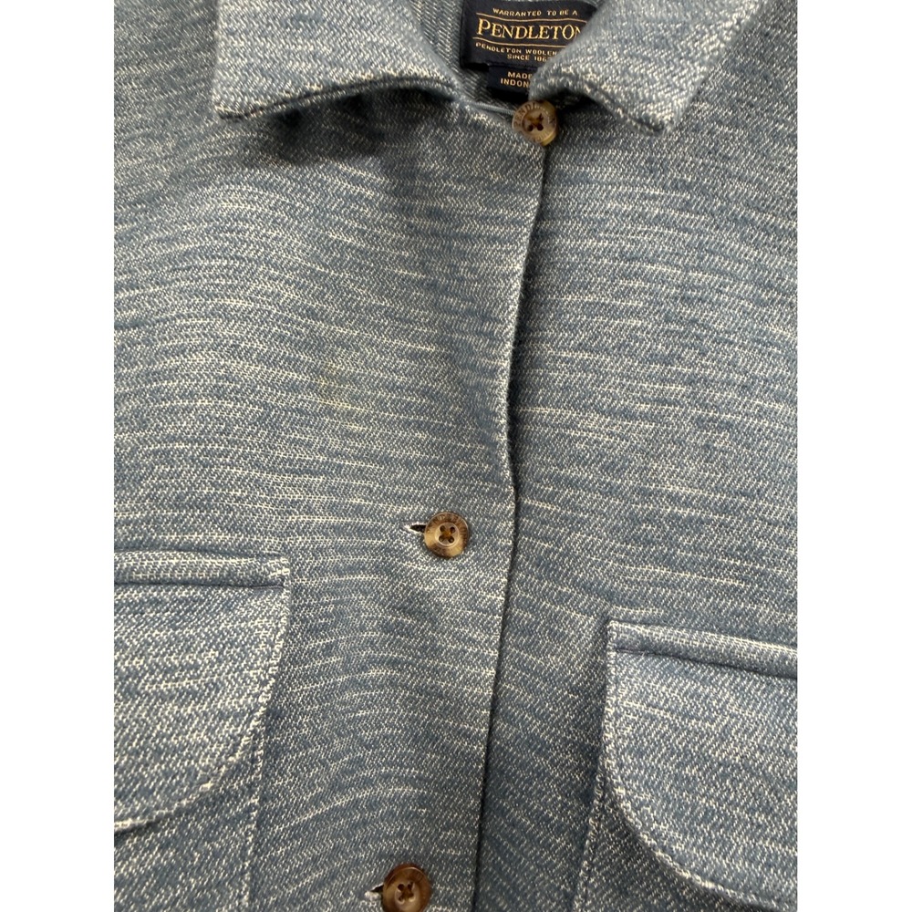 Pendleton Blue Heathered Knit Button Front Shirt … - image 3